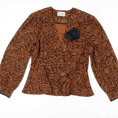Fisser Women's Brown Animal Print Blouse Size 12