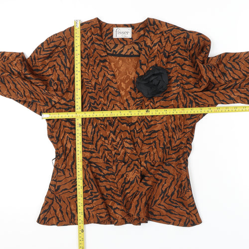 Fisser Women's Brown Animal Print Blouse Size 12