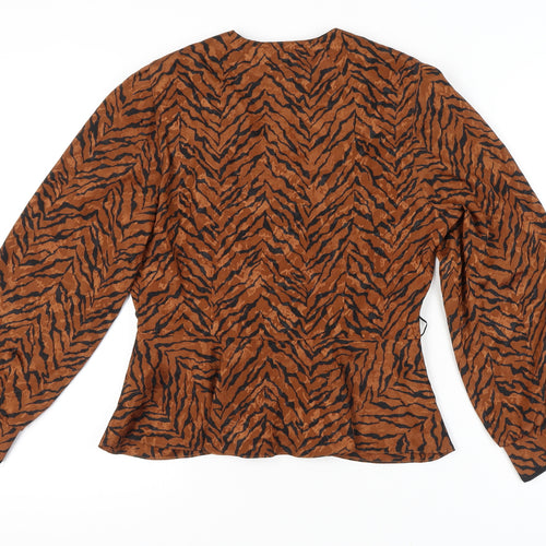 Fisser Women's Brown Animal Print Blouse Size 12