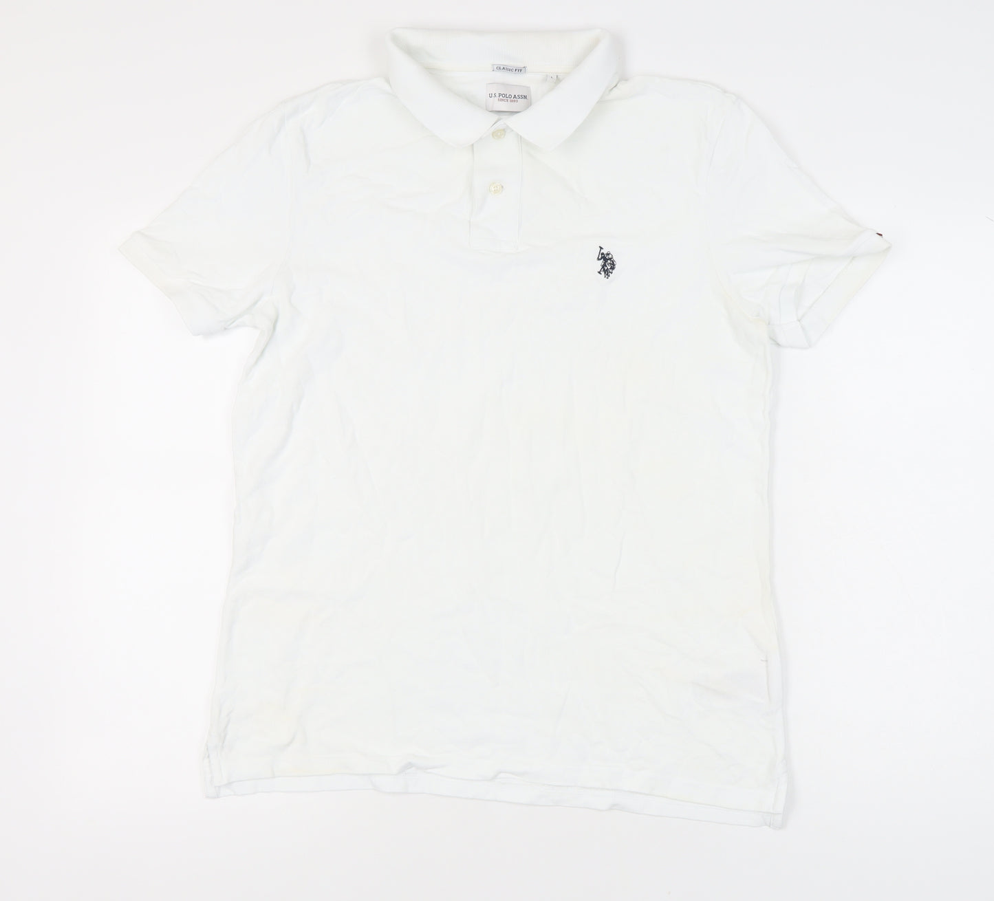 U.S. Polo Assn. Men's White Polo Shirt, Size L, Breathable