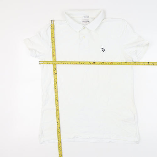 U.S. Polo Assn. Men's White Polo Shirt, Size L, Breathable