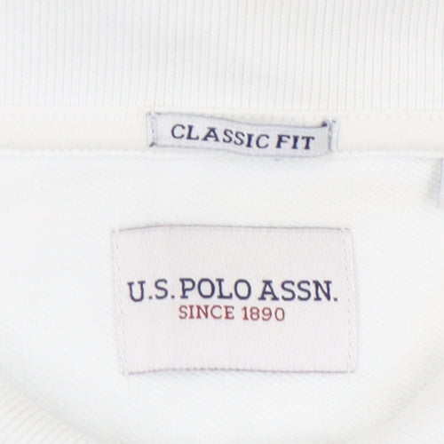 U.S. Polo Assn. Men's White Polo Shirt, Size L, Breathable