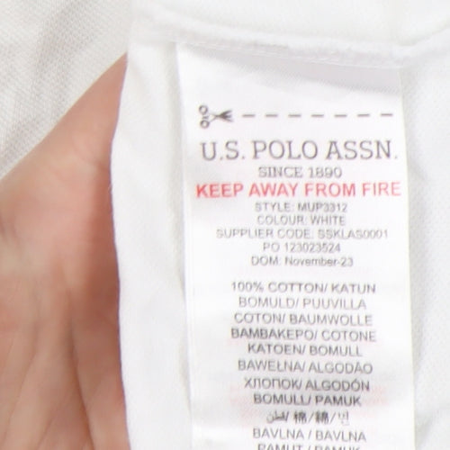 U.S. Polo Assn. Men's White Polo Shirt, Size L, Breathable