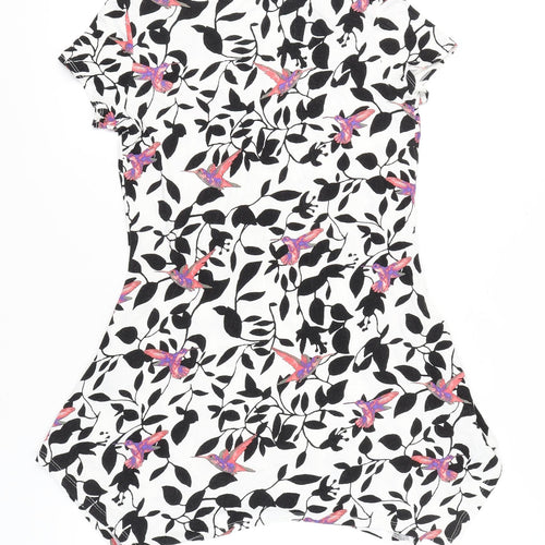 BHS Women's Multicoloured Floral Crew Neck Shirt