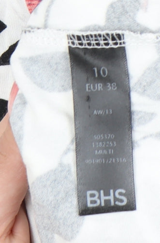 BHS Women's Multicoloured Floral Crew Neck Shirt