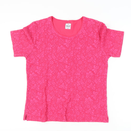 TIGI Women's Pink Floral Lace T-Shirt Size 10