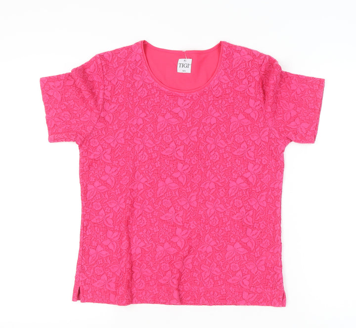 TIGI Women's Pink Floral Lace T-Shirt Size 10