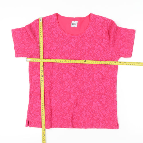 TIGI Women's Pink Floral Lace T-Shirt Size 10