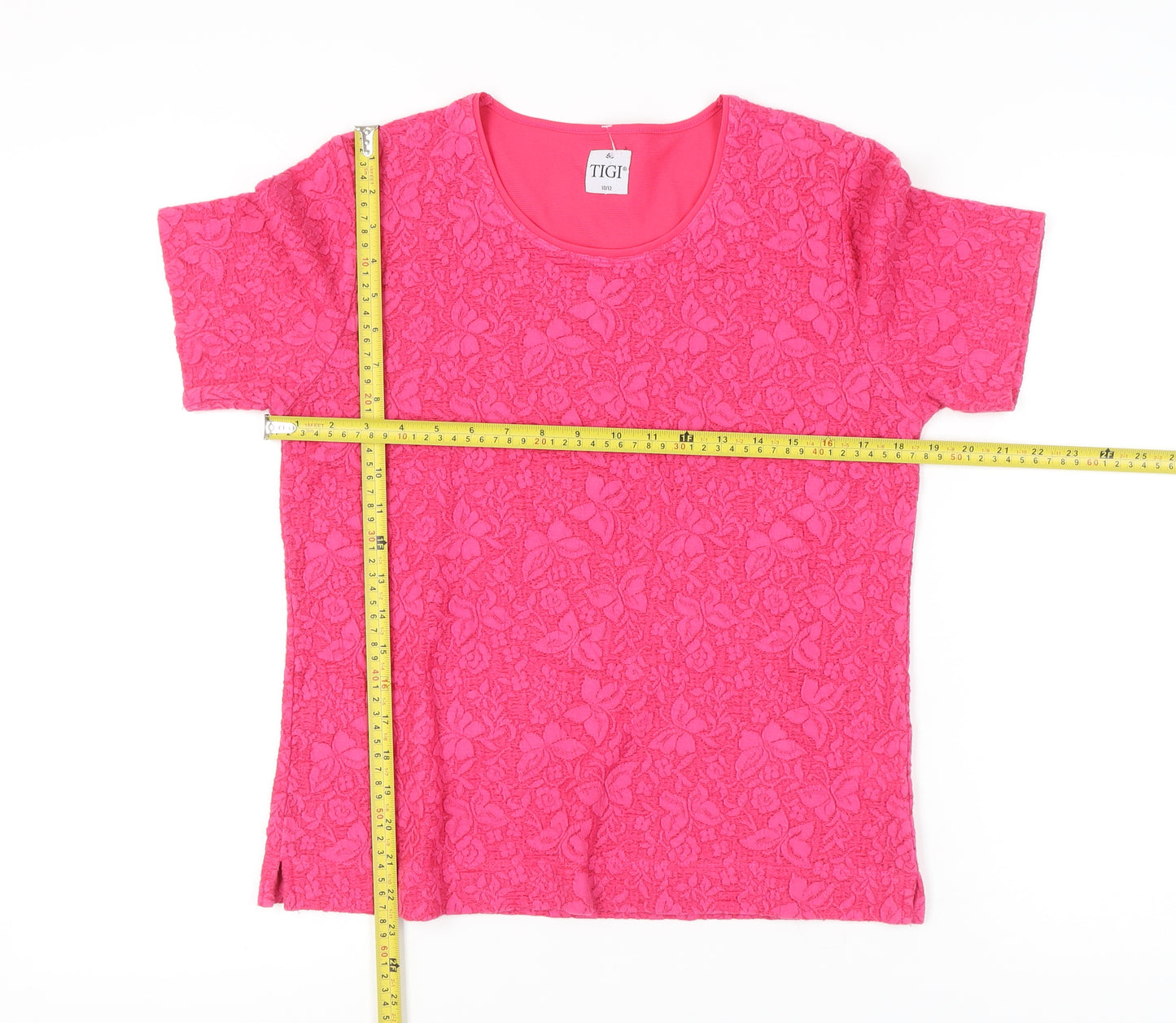 TIGI Women's Pink Floral Lace T-Shirt Size 10