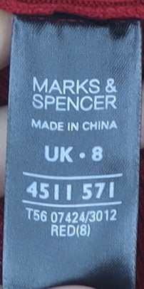 Marks and Spencer Women's Red Open Front Cardigan Size 8