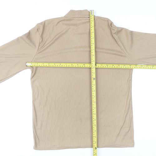 Stradivarius Women's Beige Mock Neck Long Sleeve Top