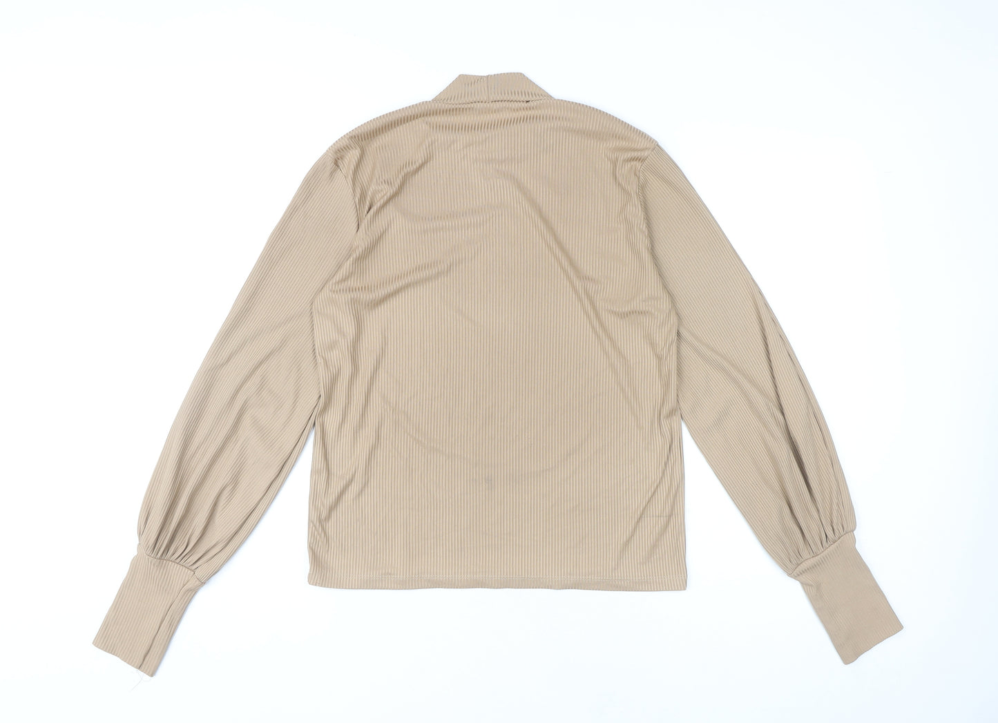 Stradivarius Women's Beige Mock Neck Long Sleeve Top