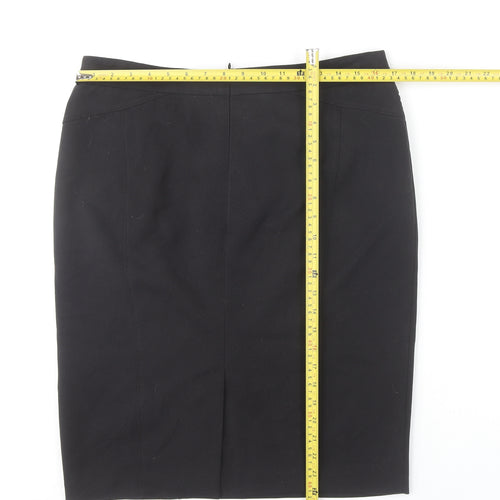 Wallis Women's Black Pencil Skirt Size 14 Work Zip Knee Length
