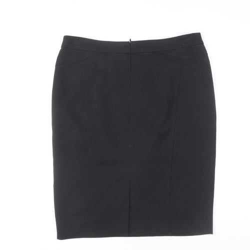 Wallis Women's Black Pencil Skirt Size 14 Work Zip Knee Length