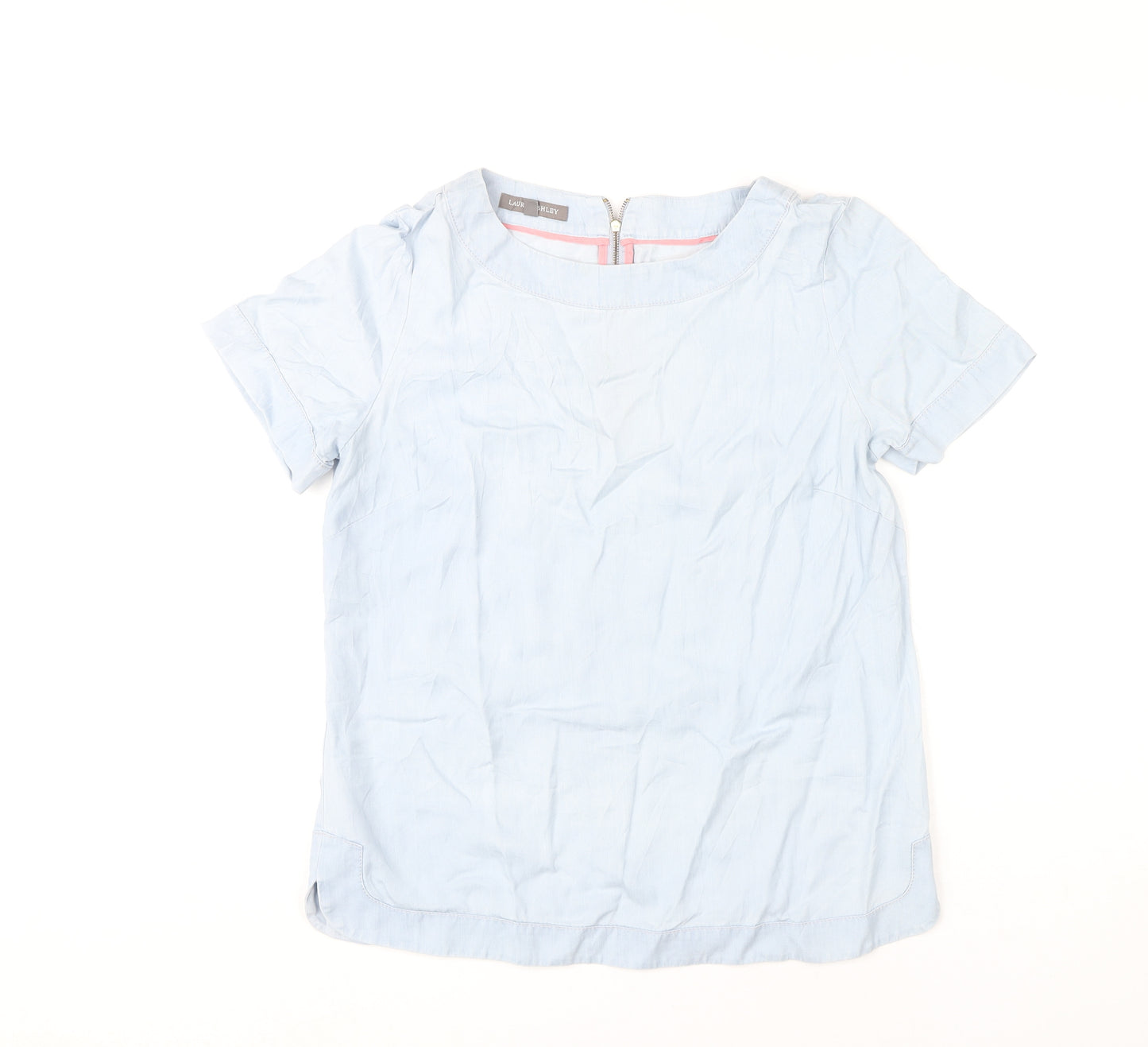 Laura Ashley Women's Blue Blouse UK 12 Casual Short Sleeve