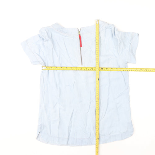 Laura Ashley Women's Blue Blouse UK 12 Casual Short Sleeve