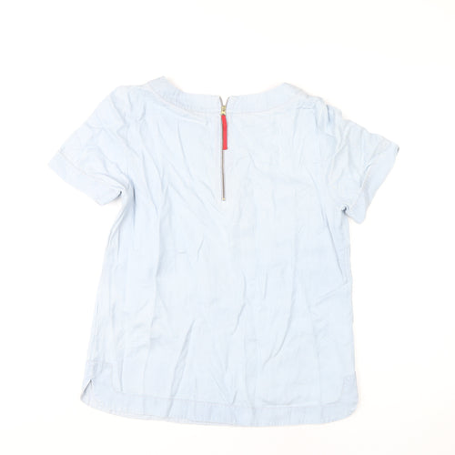 Laura Ashley Women's Blue Blouse UK 12 Casual Short Sleeve