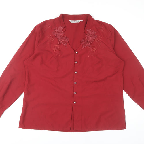 The Pearl Collection Women's Red Embroidered Blouse UK 20