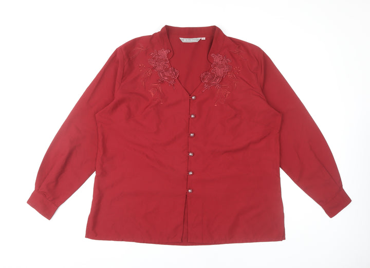 The Pearl Collection Women's Red Embroidered Blouse UK 20