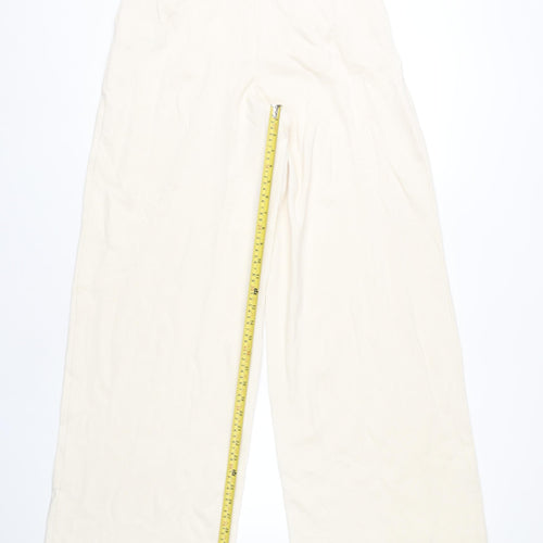 ASOS Women's Ivory Wide-Leg Trousers Size 10