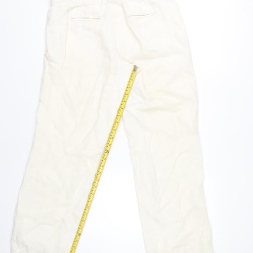 Brooks Brothers Women's Ivory Linen Trousers, Size L