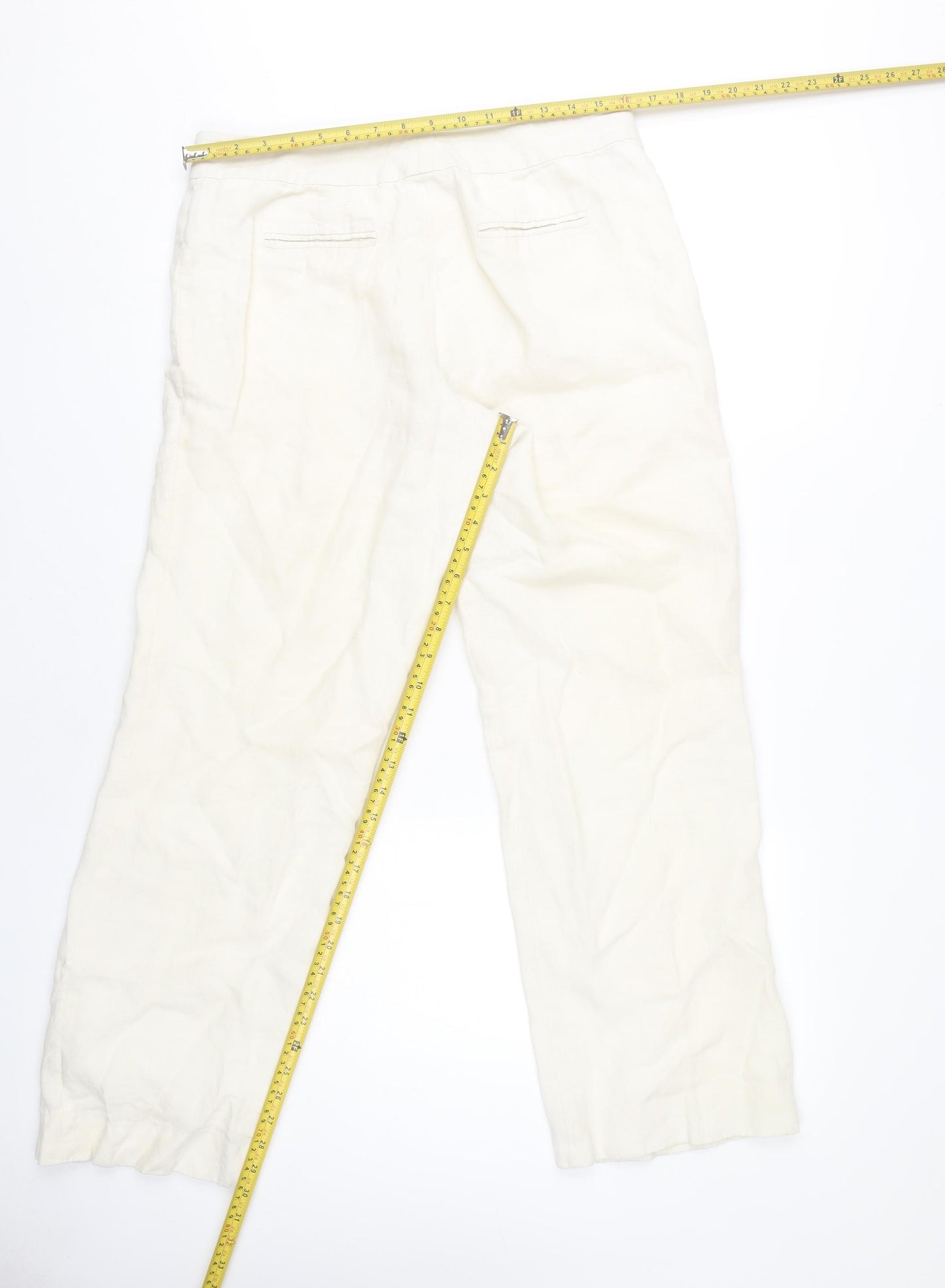 Brooks Brothers Women's Ivory Linen Trousers, Size L