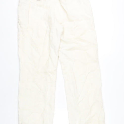 Brooks Brothers Women's Ivory Linen Trousers, Size L