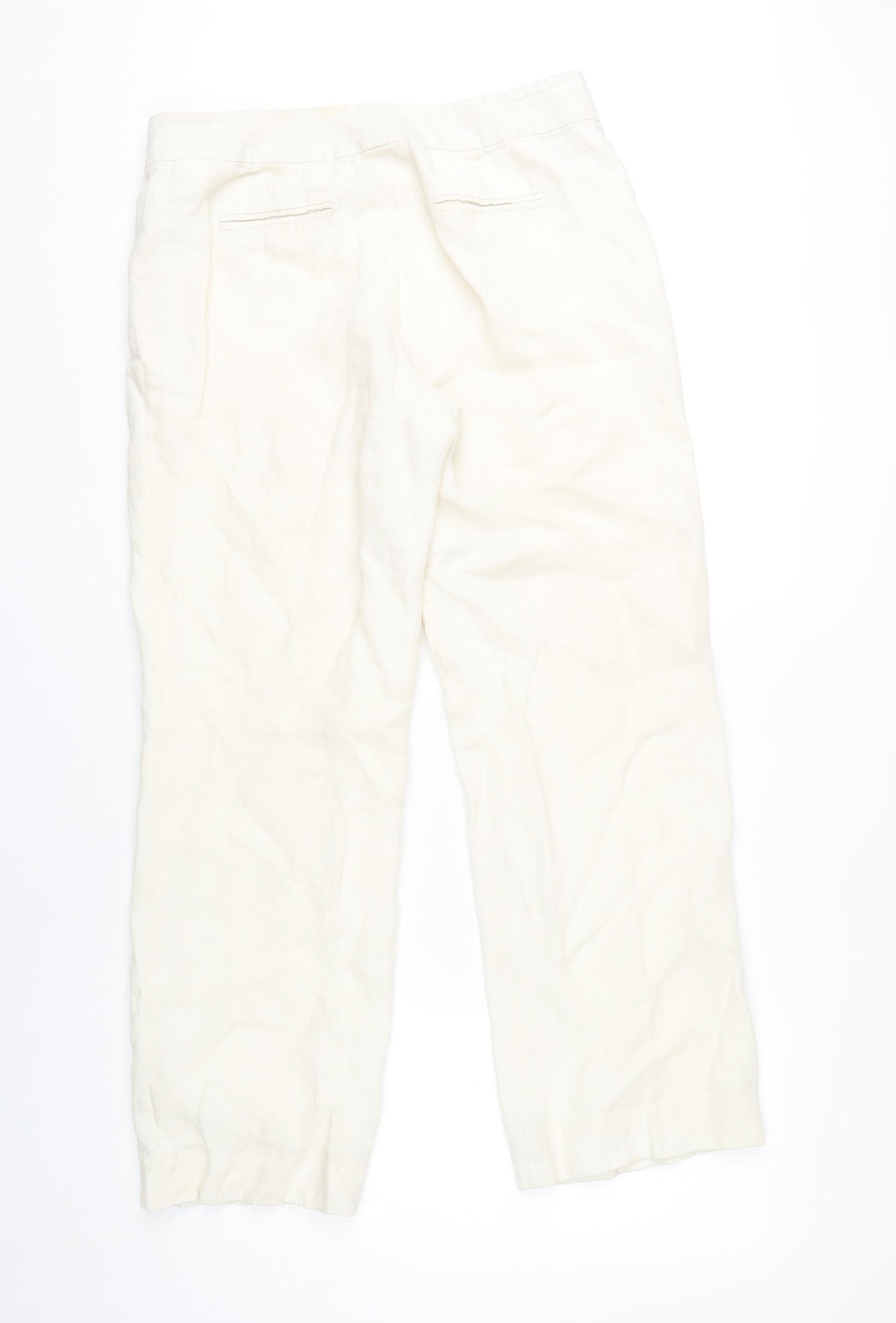 Brooks Brothers Women's Ivory Linen Trousers, Size L