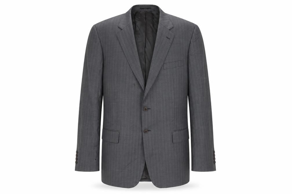 Front view of Brook Taverner Men's Grey Wool Blazer 4XL Long
