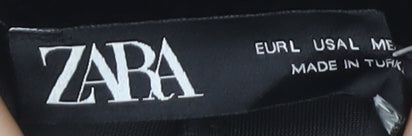 Zara Women's Black Flared Animal Print Trousers