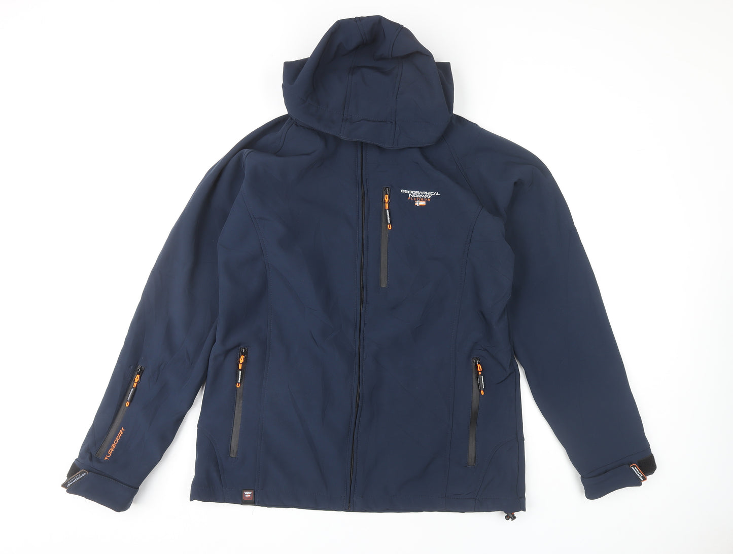 Geographical Norway Men's Blue Hooded Jacket, Size L