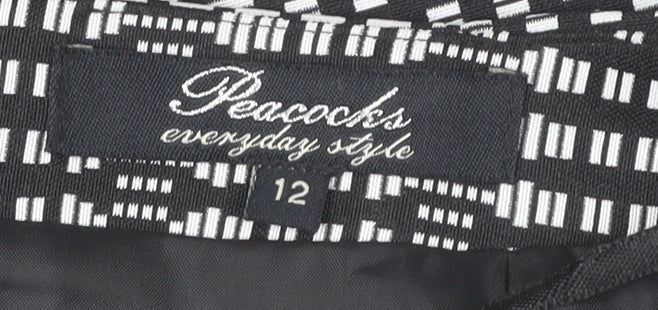 Peacocks Women's Black Geometric Pencil Skirt Size 12