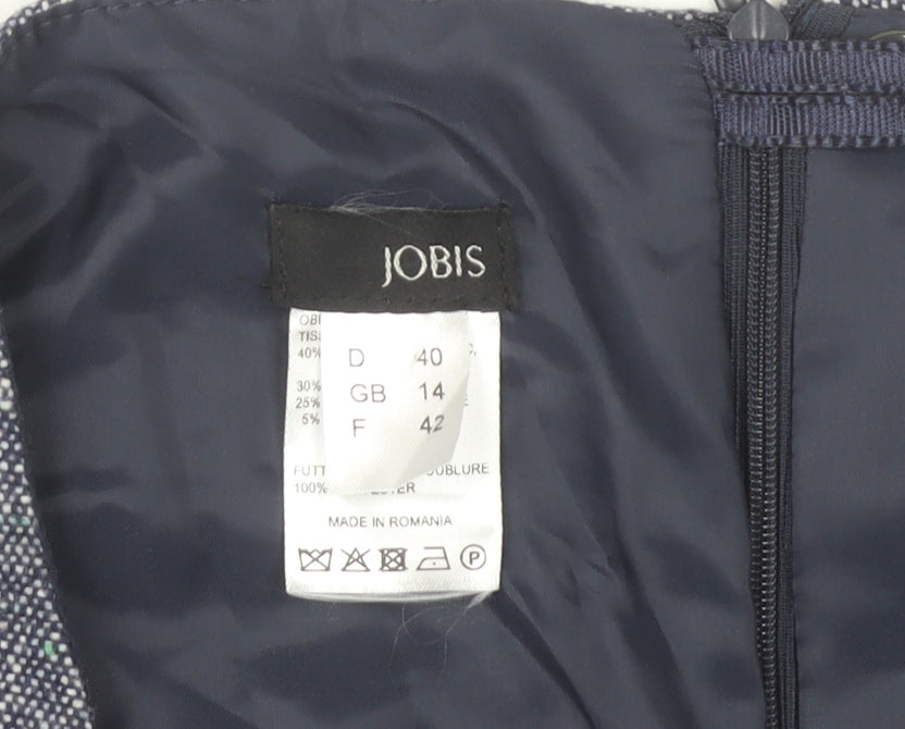 Jobis Women's Grey Pencil Skirt Size 14 Tweed Lined