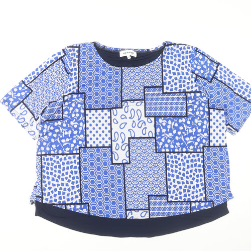 Gerard Women's Plus Blue Geometric Jersey Top Size 22
