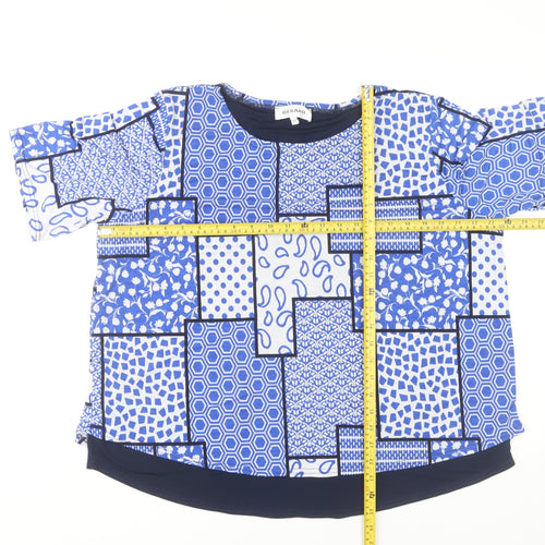 Gerard Women's Plus Blue Geometric Jersey Top Size 22