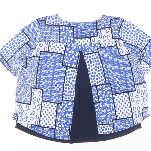 Gerard Women's Plus Blue Geometric Jersey Top Size 22