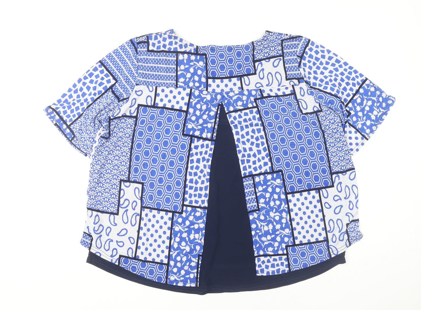 Gerard Women's Plus Blue Geometric Jersey Top Size 22