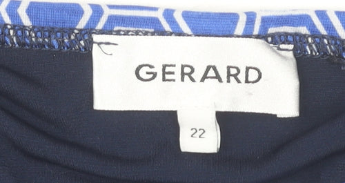 Gerard Women's Plus Blue Geometric Jersey Top Size 22