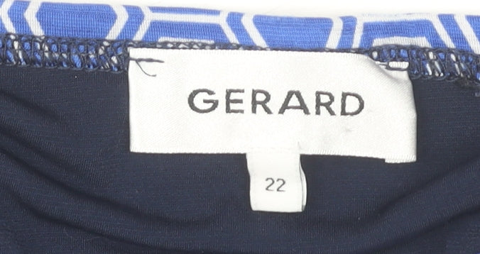 Gerard Women's Plus Blue Geometric Jersey Top Size 22