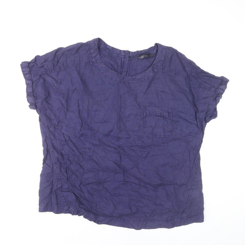 Marks & Spencer Women Blue Linen Basic Blouse Size 16