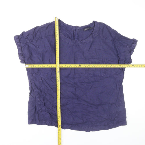 Marks & Spencer Women Blue Linen Basic Blouse Size 16