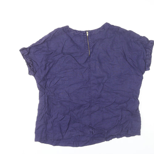 Marks & Spencer Women Blue Linen Basic Blouse Size 16