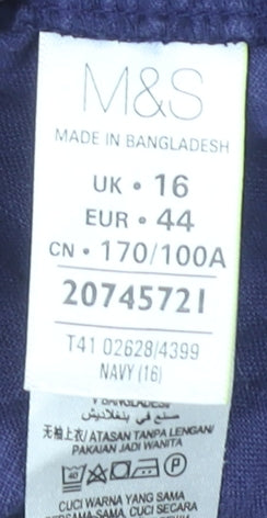 Marks & Spencer Women Blue Linen Basic Blouse Size 16