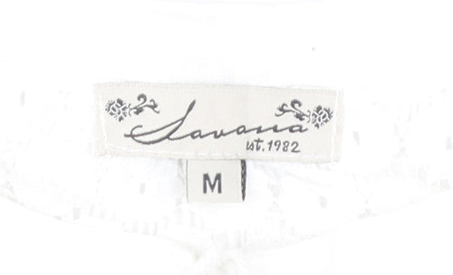 Lavana Women's White Floral Embroidered Blouse M