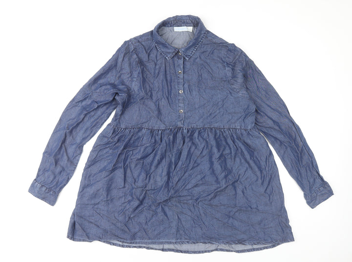 JoJo Maman Bébé Blue Women's Medium Denim Blouse