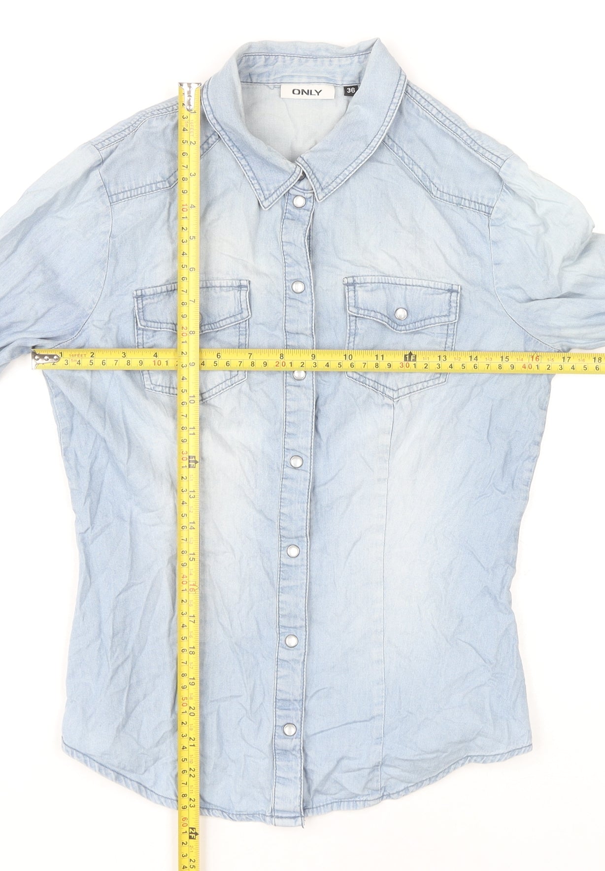 Only Women's Blue Button-Up Shirt Size 8 Regular Fit