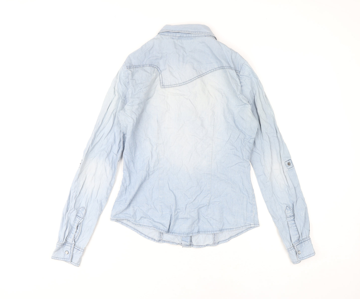 Only Women's Blue Button-Up Shirt Size 8 Regular Fit