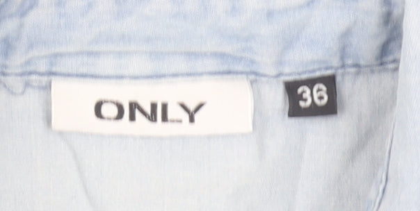 Only Women's Blue Button-Up Shirt Size 8 Regular Fit