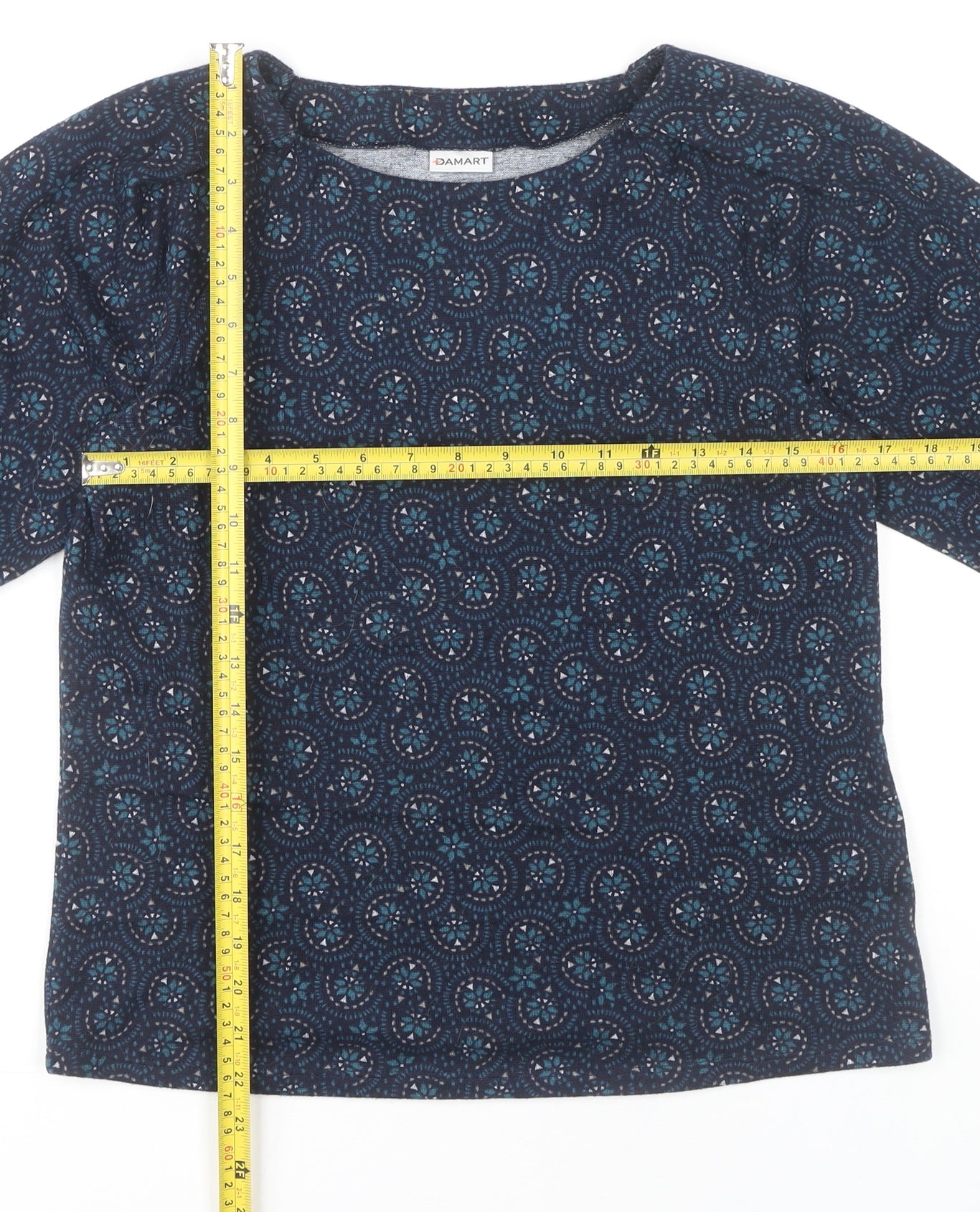 Damart Women's Blue Geometric Blouse Size 10