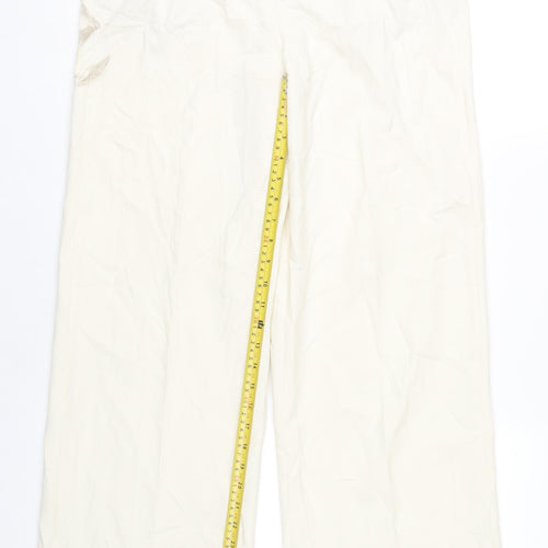 Zara Women's Ivory Straight Trousers Size 12